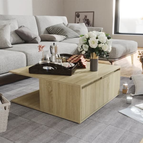 Sofaborde - Living sofabord 80x80x31 cm spånplade sonoma-eg