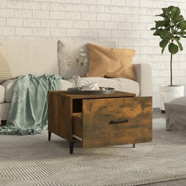 Sofaborde - Living sofaborde med metalben 2 stk. 50x50x40 cm røget egetræsfarve
