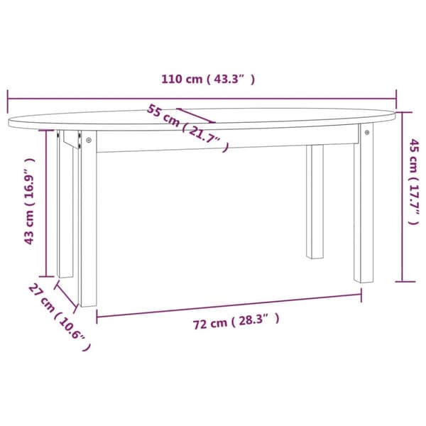 Soffbord - Living Soffbord grå 110x55x45 cm massiv furu