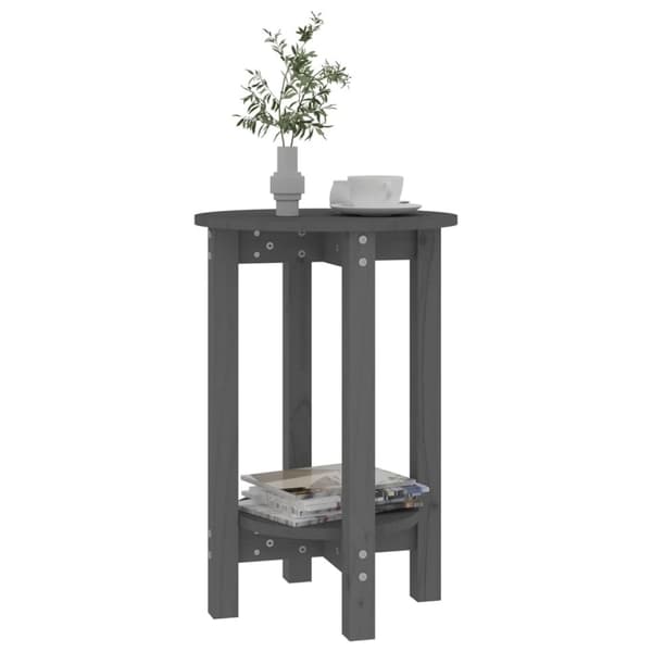 Sofaborde - Living sofabord Ø 55x60 cm massivt fyrretræ grå