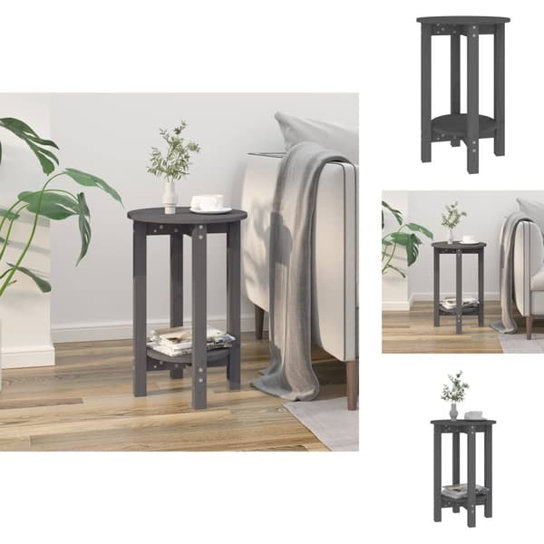 Sofaborde - Living sofabord Ø 55x60 cm massivt fyrretræ grå