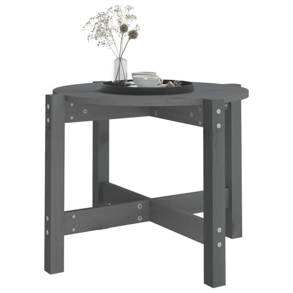Sofaborde - Living sofabord Ø 62,5x45 cm massivt fyrretræ grå