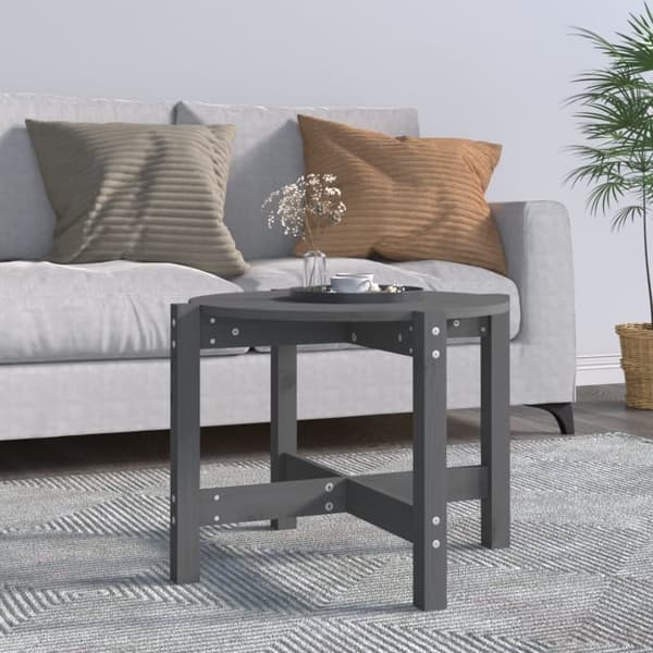 Sofaborde - Living sofabord Ø 62,5x45 cm massivt fyrretræ grå