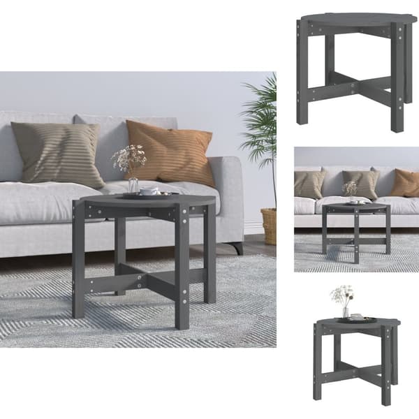 Sofaborde - Living sofabord Ø 62,5x45 cm massivt fyrretræ grå