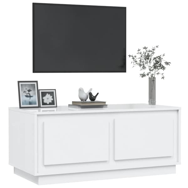 Sofaborde - Living sofabord 102x50x44 cm konstrueret træ hvid højglans