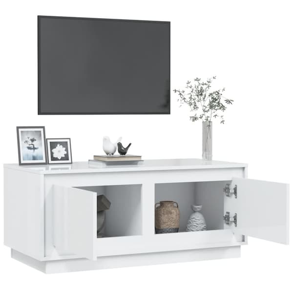 Sofaborde - Living sofabord 102x50x44 cm konstrueret træ hvid højglans