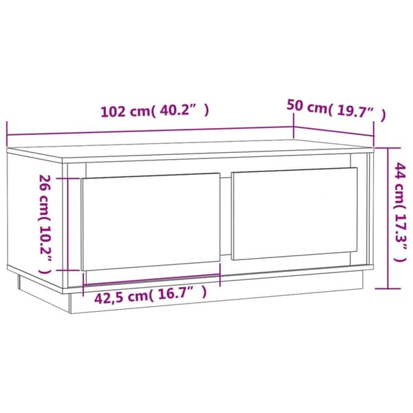 Sofaborde - Living sofabord 102x50x44 cm konstrueret træ hvid højglans
