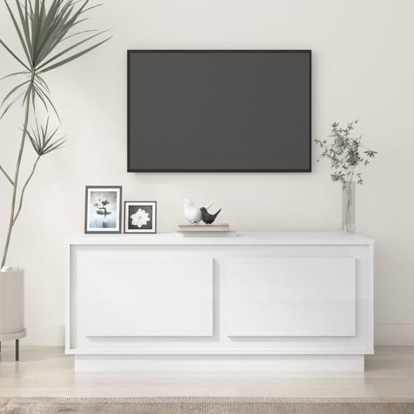 Sofaborde - Living sofabord 102x50x44 cm konstrueret træ hvid højglans