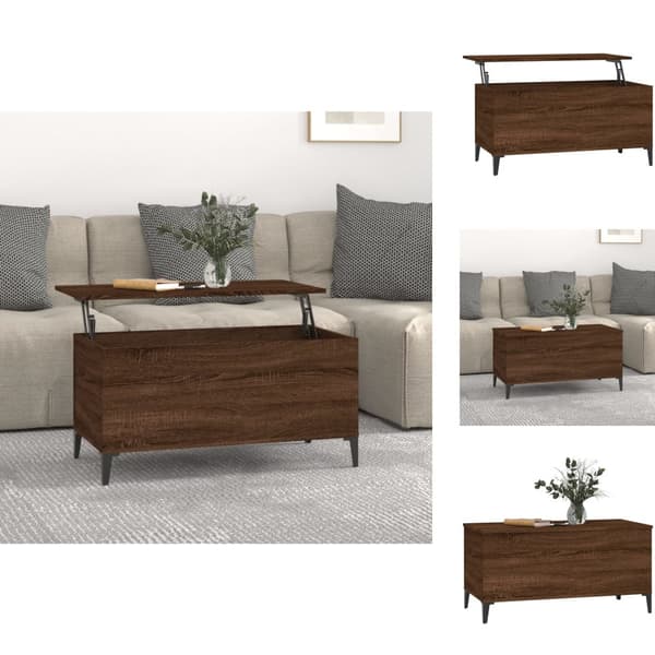 Kahvipöydät - Living Sohvapöytä ruskea tammi 90x44,5x45 cm tekninen puu