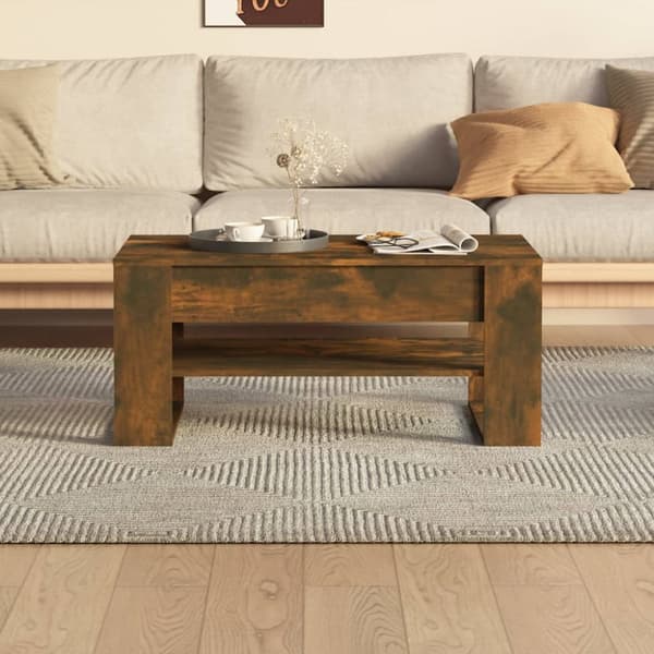 Sofaborde - Living sofabord 102x55x45 cm konstrueret træ røget egetræsfarve