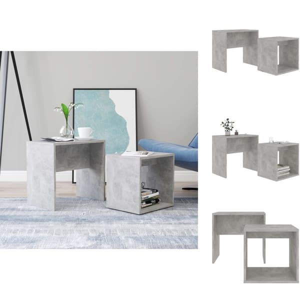 Sofaborde - Living sofabordssæt 48x30x45 cm konstrueret træ betongrå
