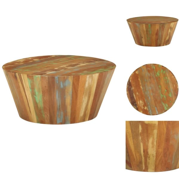 Sofaborde - Living sofabord Ø65x31 cm massiv genbrugstræ