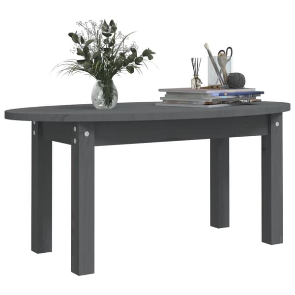 Kahvipöydät - Living Sohvapöytä harmaa 80x40x35 cm täysi mänty