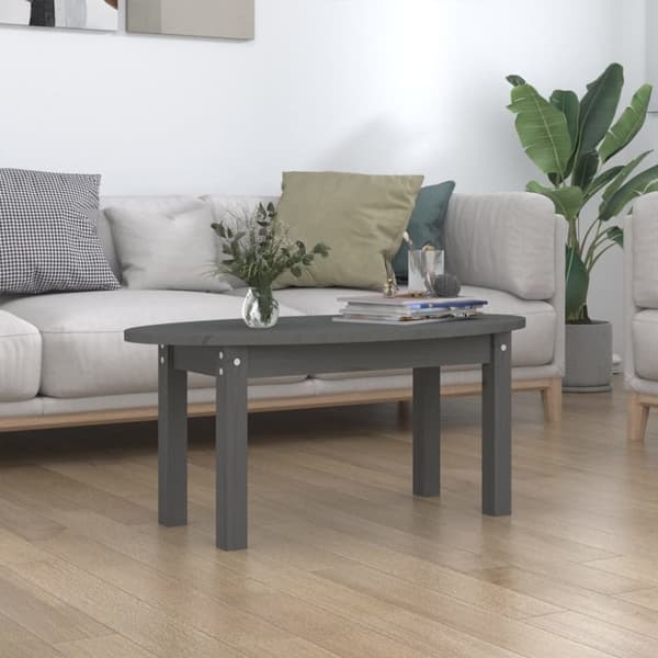 Kahvipöydät - Living Sohvapöytä harmaa 80x40x35 cm täysi mänty