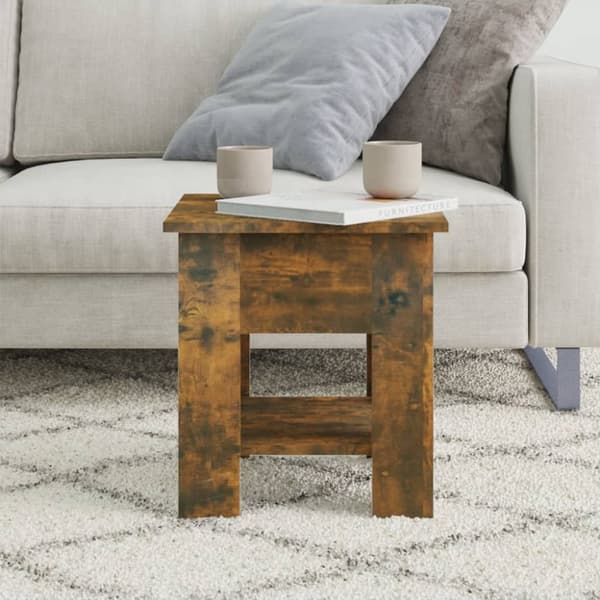 Sofaborde - Living sofabord 40x40x42 cm konstrueret træ røget egetræsfarve