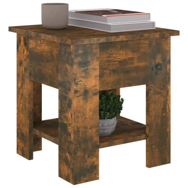Sofaborde - Living sofabord 40x40x42 cm konstrueret træ røget egetræsfarve