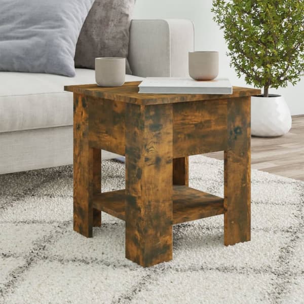 Sofaborde - Living sofabord 40x40x42 cm konstrueret træ røget egetræsfarve
