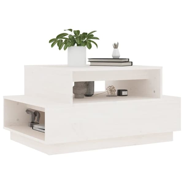 Sofaborde - Living sofabord 80x55x40,5 cm massivt fyrretræ hvid
