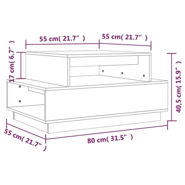 Sofaborde - Living sofabord 80x55x40,5 cm massivt fyrretræ hvid