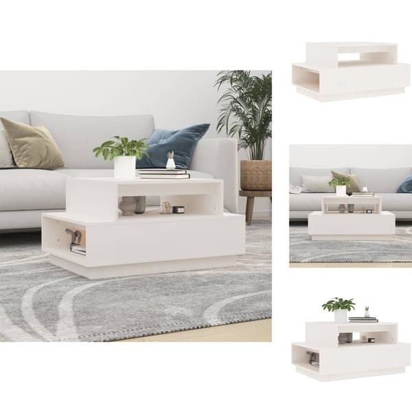 Sofaborde - Living sofabord 80x55x40,5 cm massivt fyrretræ hvid