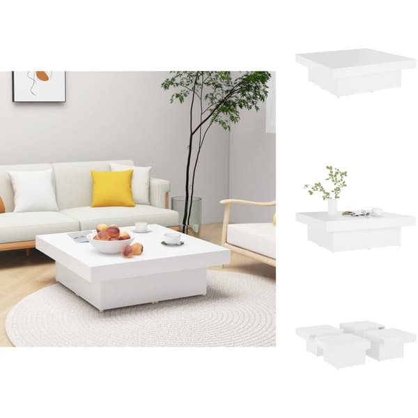 Soffbord - Living Soffbord vit 90x90x28 cm konstruerat trä