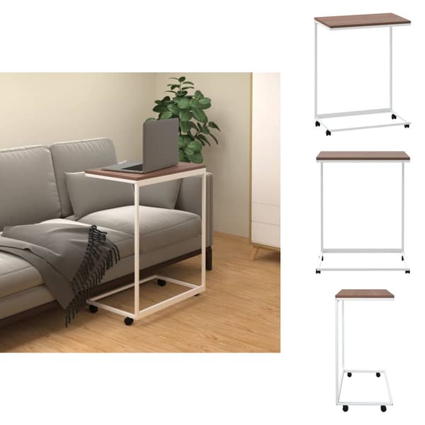 Sofaborde - Living sidebord med hjul 55x35x70 cm konstrueret træ hvid
