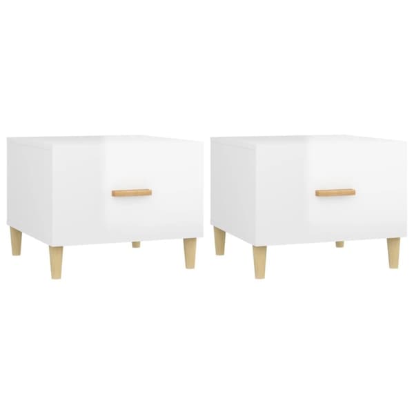 Sofaborde - Living sofaborde 2 stk. 50x50x40 cm konstrueret træ hvid højglans