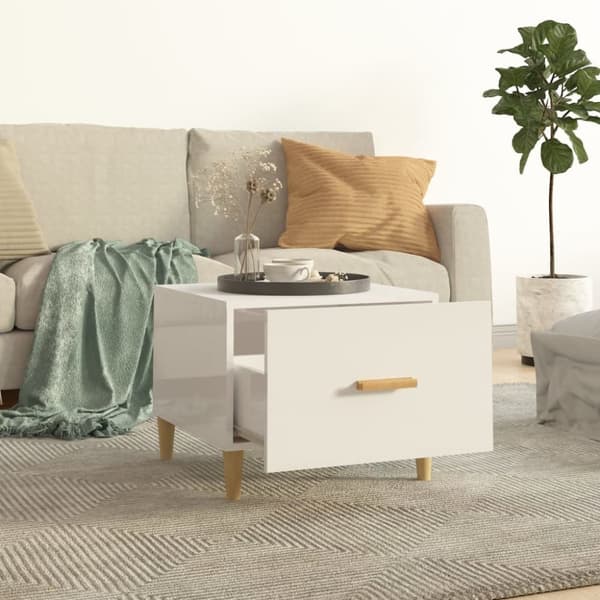 Sofaborde - Living sofaborde 2 stk. 50x50x40 cm konstrueret træ hvid højglans