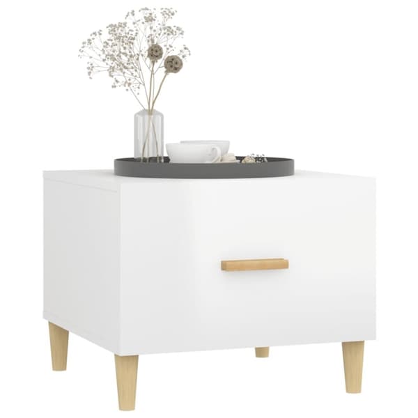 Sofaborde - Living sofaborde 2 stk. 50x50x40 cm konstrueret træ hvid højglans