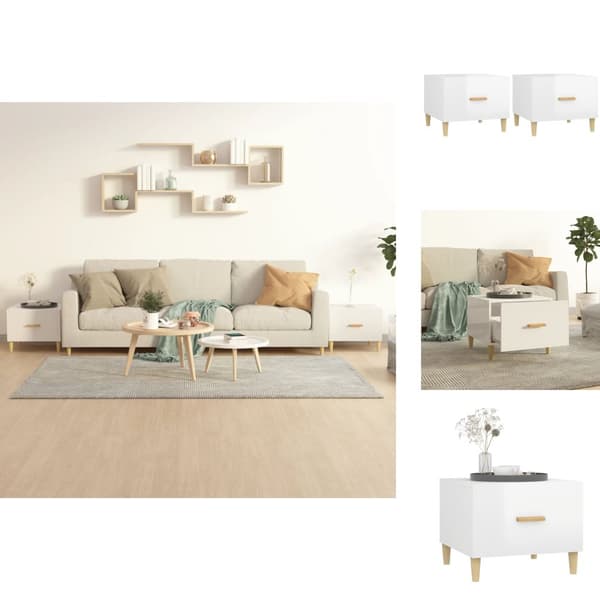 Sofaborde - Living sofaborde 2 stk. 50x50x40 cm konstrueret træ hvid højglans