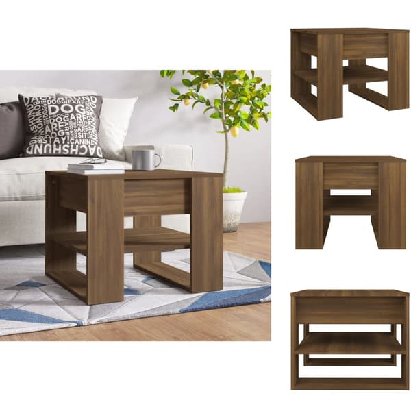 Sofaborde - Living sofabord 55,5x55x45 cm konstrueret træ brun egetræsfarve