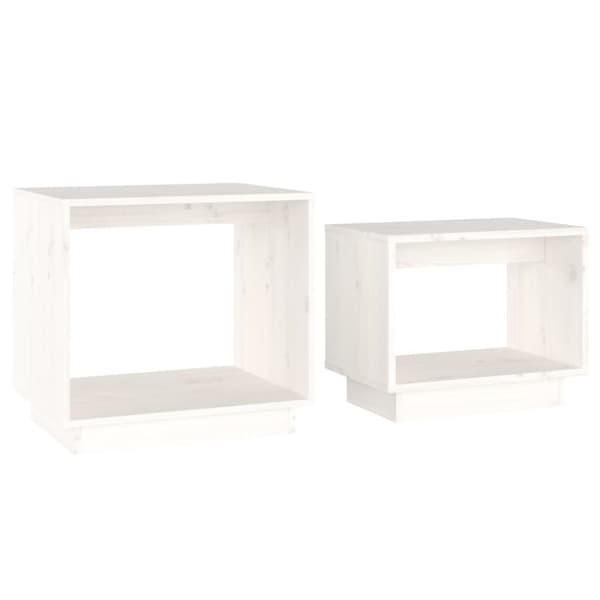 Soffbord - Living Satsbord 2 st vit massiv furu