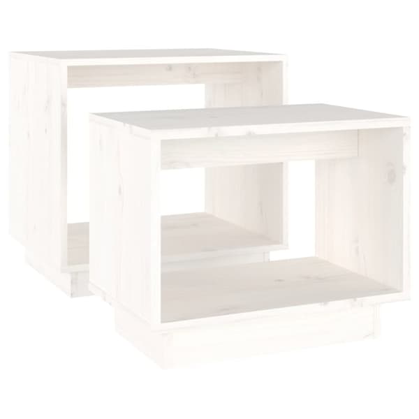 Soffbord - Living Satsbord 2 st vit massiv furu