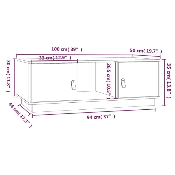 Sofaborde - Living sofabord 100x50x35 cm massivt fyrretræ hvid
