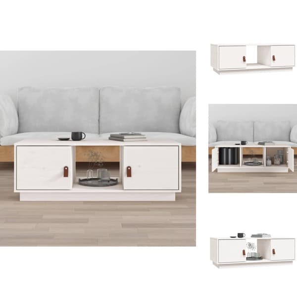 Sofaborde - Living sofabord 100x50x35 cm massivt fyrretræ hvid