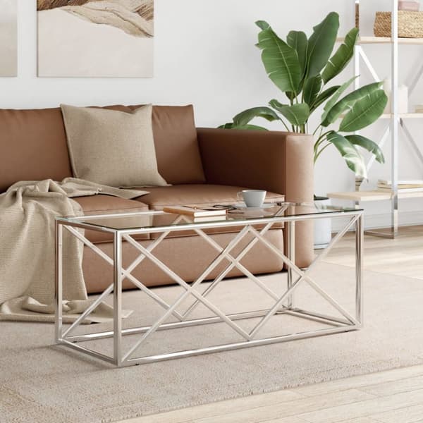 Sofaborde - Living sofabord 110x45x45 cm rustfrit stål og glas
