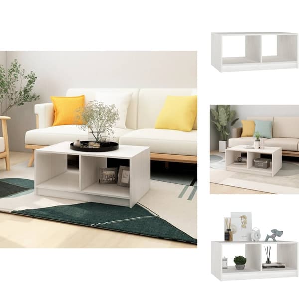 Soffbord - Living Soffbord vit 75x50x33,5 cm massiv furu
