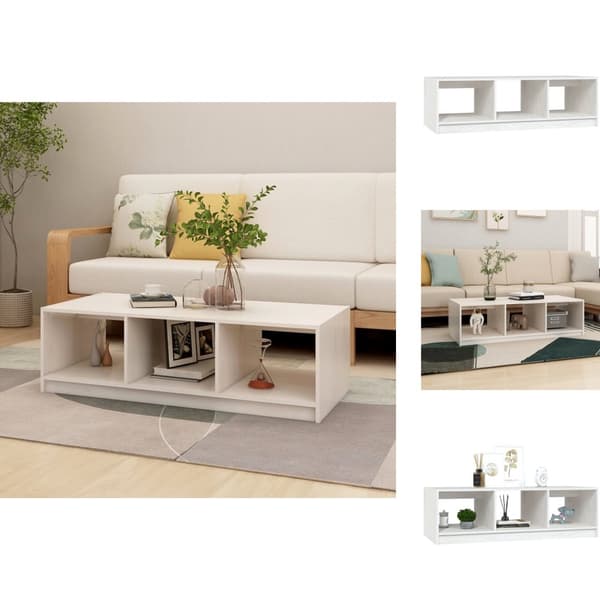 Sofaborde - Living sofabord 110x50x34 cm massivt fyrretræ hvid