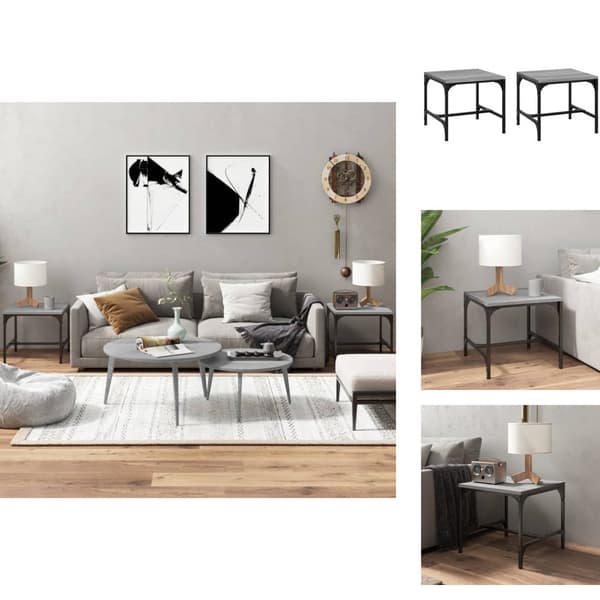 Sofaborde - Living sideborde 2 stk. 40x40x35 cm konstrueret træ grå sonoma-eg