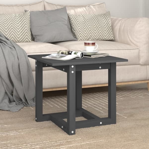 Sofaborde - Living sofabord 50x50x45 cm massivt fyrretræ grå