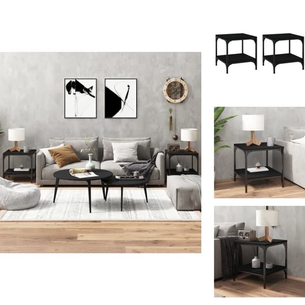 Sofaborde - Living sideborde 2 stk. 40x40x40 cm konstrueret træ sort