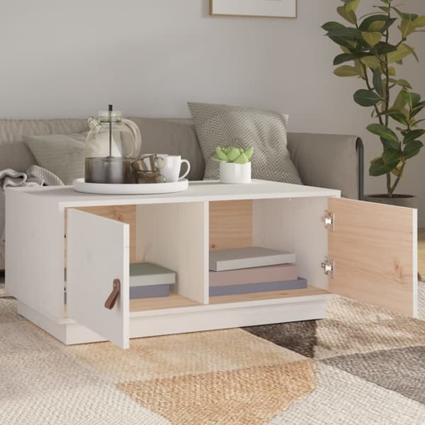 Sofaborde - Living sofabord 80x50x35 cm massivt fyrretræ hvid