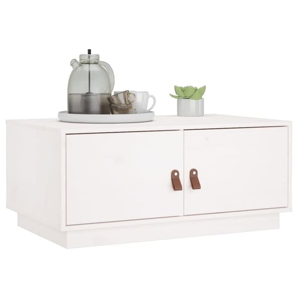 Sofaborde - Living sofabord 80x50x35 cm massivt fyrretræ hvid
