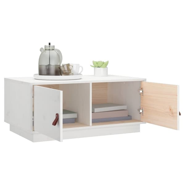 Sofaborde - Living sofabord 80x50x35 cm massivt fyrretræ hvid