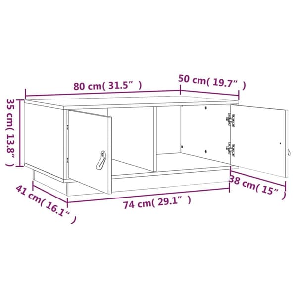 Sofaborde - Living sofabord 80x50x35 cm massivt fyrretræ hvid