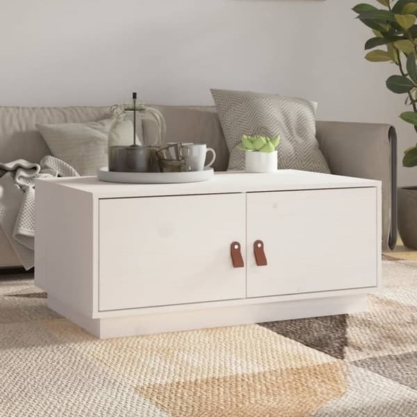 Sofaborde - Living sofabord 80x50x35 cm massivt fyrretræ hvid