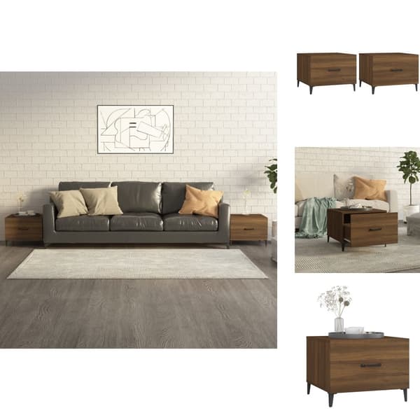 Sofaborde - Living sofaborde med metalben 2 stk. 50x50x40 cm brun egetræsfarve