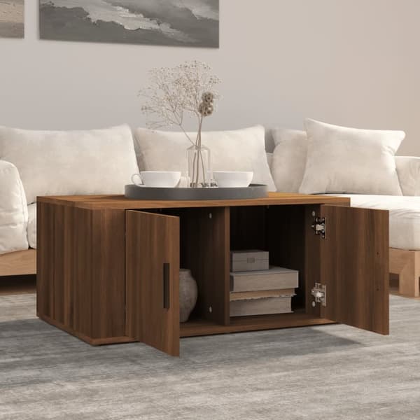 Sofaborde - Living sofabord 80x50x36 cm konstrueret træ brun egetræsfarve