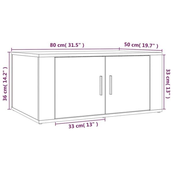 Sofaborde - Living sofabord 80x50x36 cm konstrueret træ brun egetræsfarve