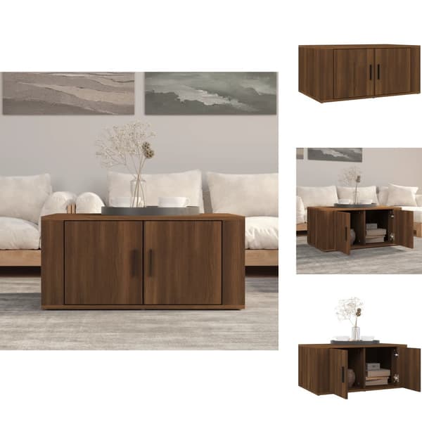 Sofaborde - Living sofabord 80x50x36 cm konstrueret træ brun egetræsfarve